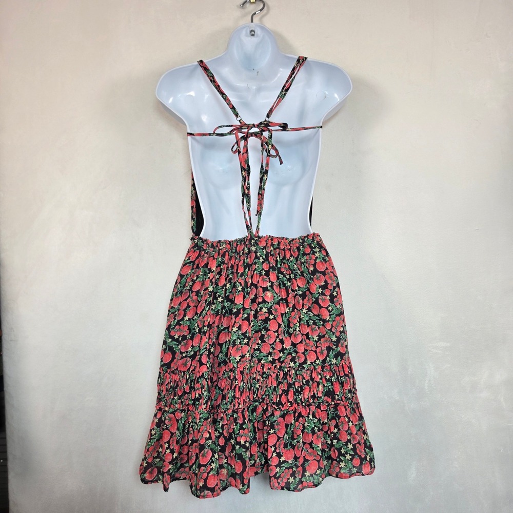 Free People Taking Sides Mini Dress Women's L Tomato Print Boho Coquette Novelty - Picture 3 of 16